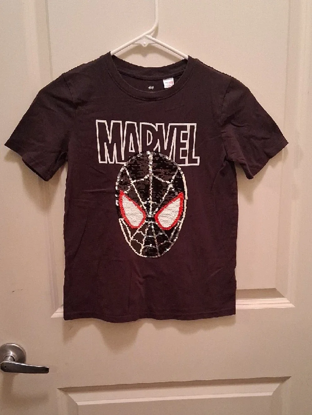 Marvel Brown Tee with Red Spider-Man Face and White Logo